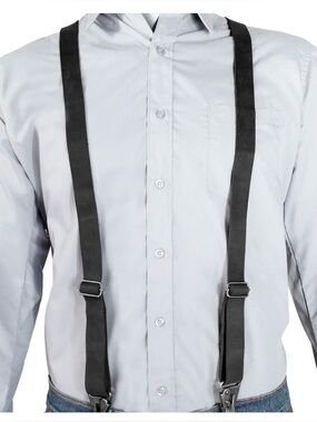 Stockyardx Hide & Groom Drop Shaped Leather Suspenders Black NEW